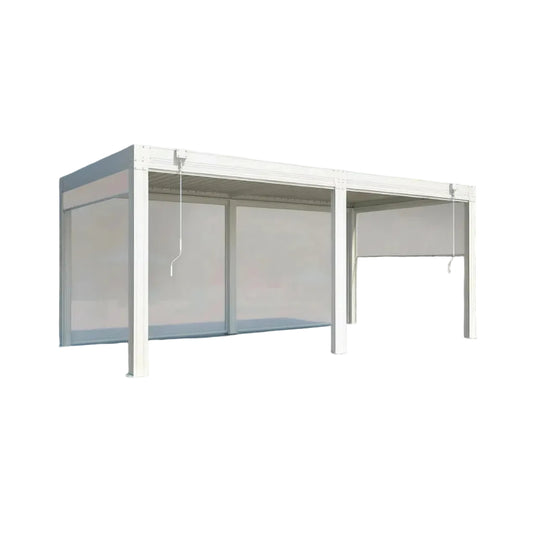 Alora Louvered Aluminum Pergola With Adjustable Roof And Pull-Down Screens