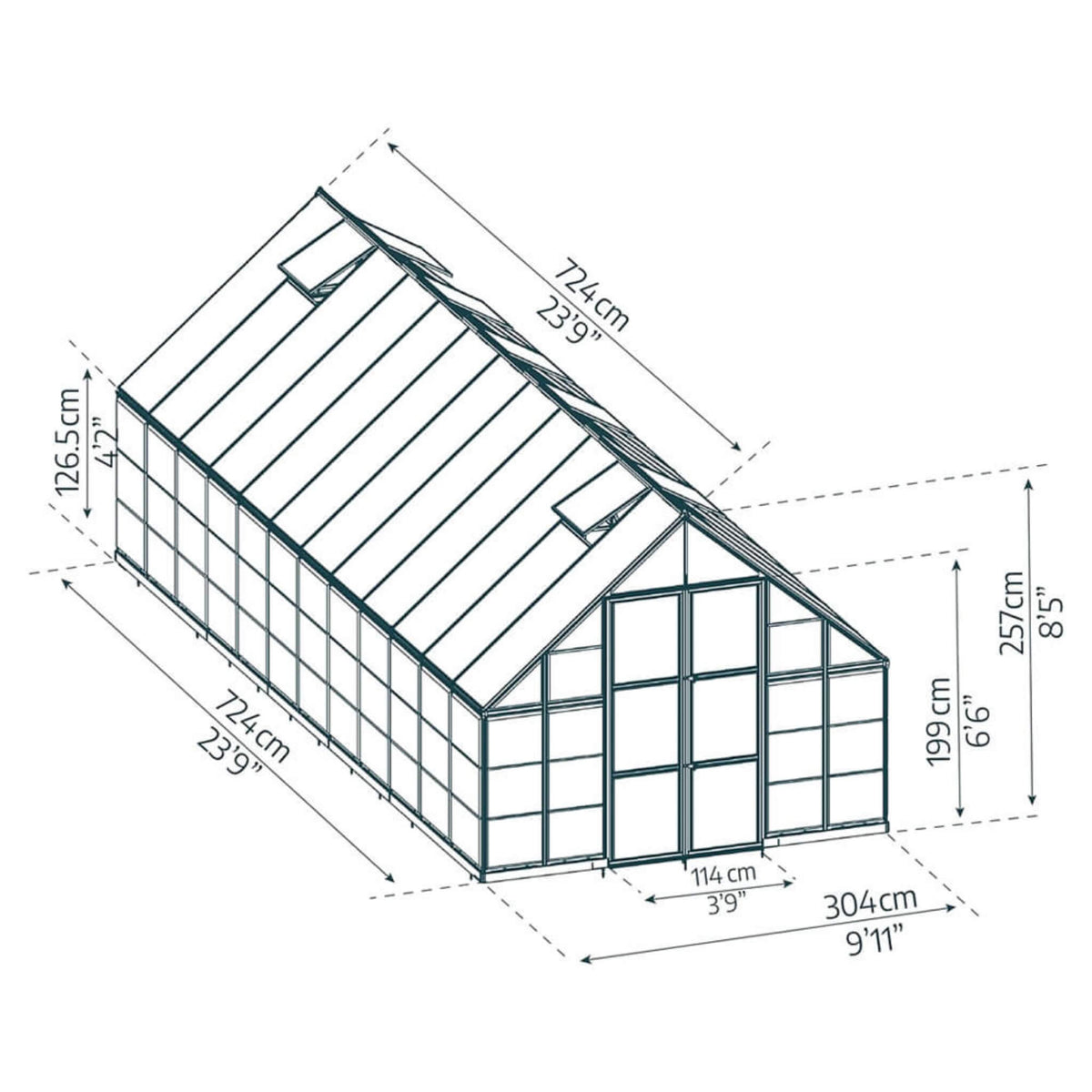 10' x 24' Heavy-Duty Walk-In Greenhouse – Polycarbonate Panels, Aluminum Frame & Built-In Gutter System (SAK58472)