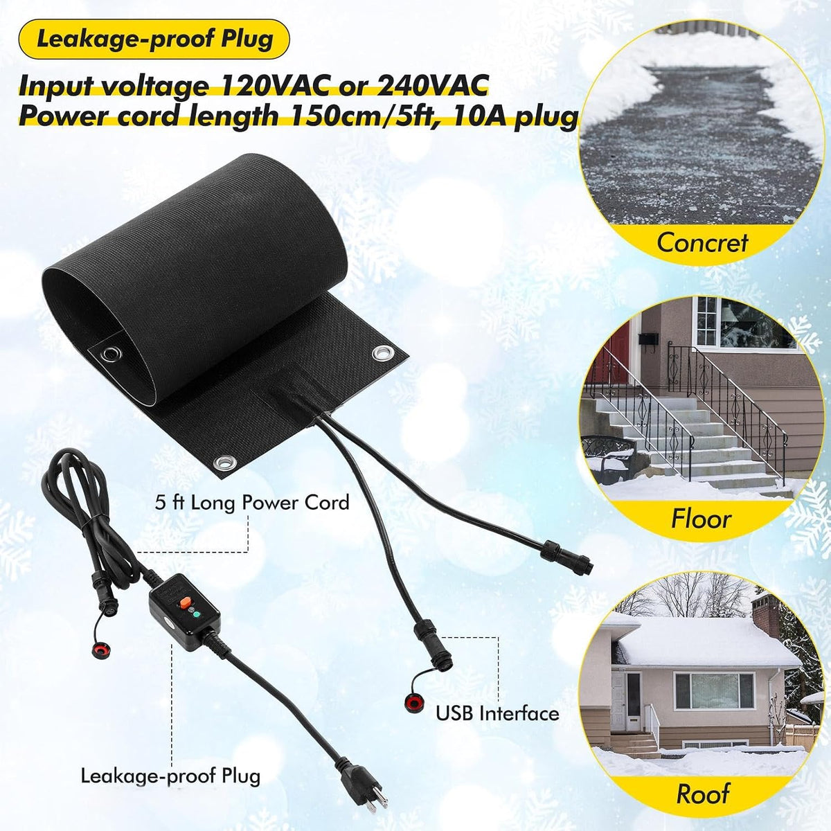 3 Pcs Snow Melting Mat for Stair, 10" X 35"