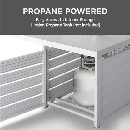 54.3" Outdoor Patio White Aluminum Propane Fire Pit Table