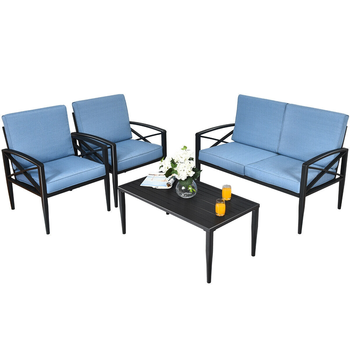 Aimee Lii 4 Piece Patio Furniture Set Aluminum Frame Cushioned Sofa