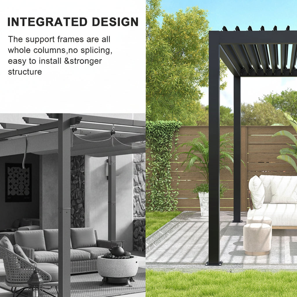 Louver Pergola Steel Louvers & Frame - Black