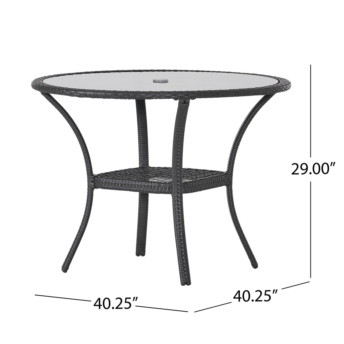5‑Piece Outdoor Rattan Dining Set – Faux Rattan Table & 4 Arm Chairs with Water‑Resistant Cushions