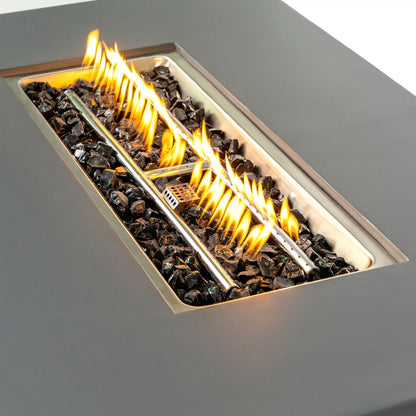 Volon 48" × 30" Rectangular Fiber‑Concrete Fire Pit Table – Light Gray - 50,000 BTU