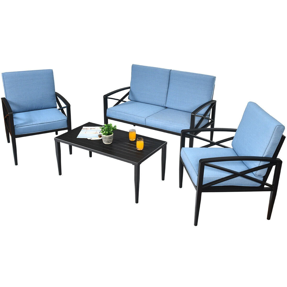Aimee Lii 4 Piece Patio Furniture Set Aluminum Frame Cushioned Sofa