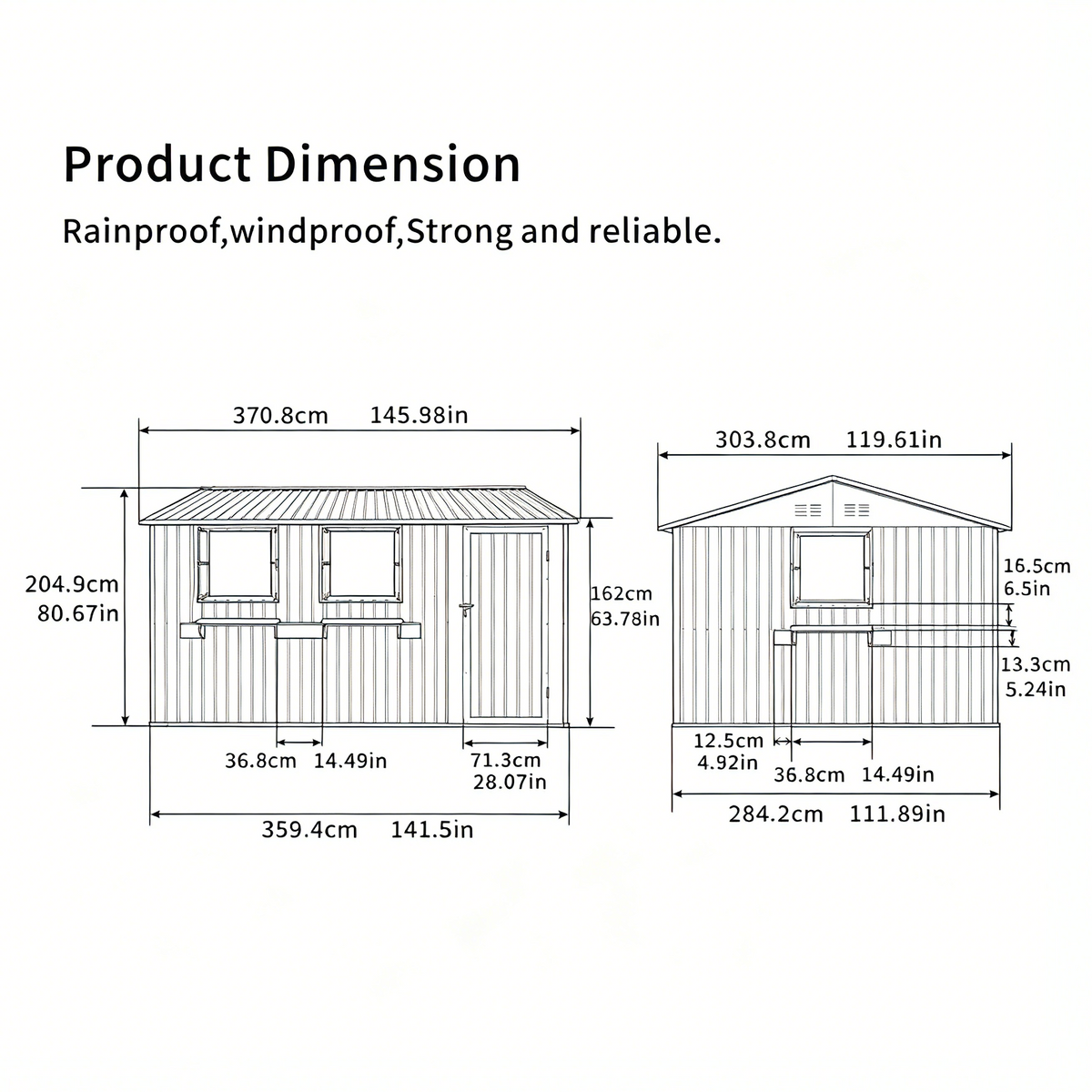 12' × 10' Outdoor Metal Storage Shed with 3 Clear Windows & Decorative Flower Rack, Lockable Single Door Tool Shed, Heavy Duty Waterproof Weatherproof Garden Shed for Backyard Patio Yard,Grey+Black