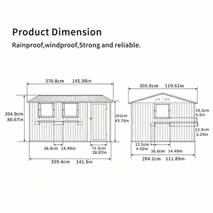 12' × 10' Outdoor Metal Storage Shed with 3 Clear Windows & Decorative Flower Rack, Lockable Single Door Tool Shed, Heavy Duty Waterproof Weatherproof Garden Shed for Backyard Patio Yard,Grey+Black