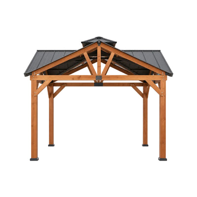 12' x 12' Premium Cedar Wood Hardtop Gazebo – Galvanized Steel Roof & Heavy‑Duty All‑Season Design - ALORA