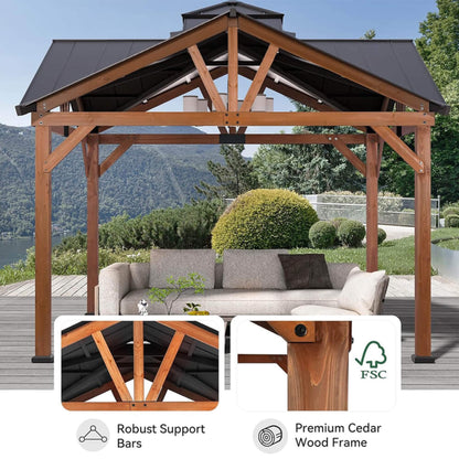 12' x 12' Premium Cedar Wood Hardtop Gazebo – Galvanized Steel Roof & Heavy‑Duty All‑Season Design - ALORA