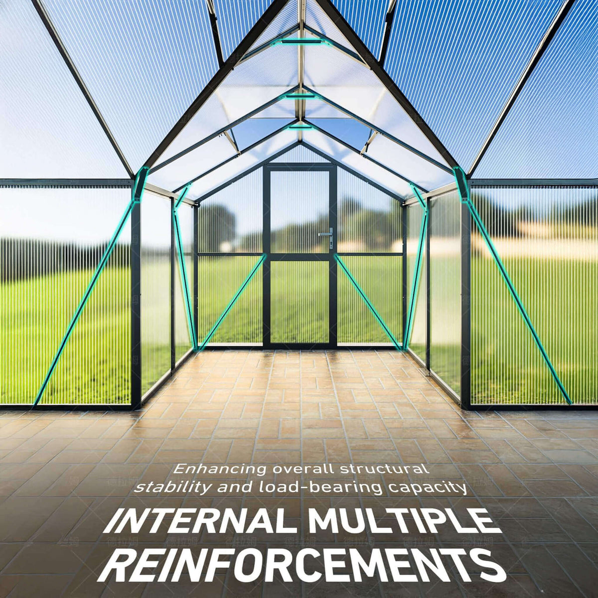 12' x 12' Heavy-Duty T-Shaped Polycarbonate Greenhouse – Aluminum Frame, 6mm UV-Resistant Panels & Adjustable Roof Vents
