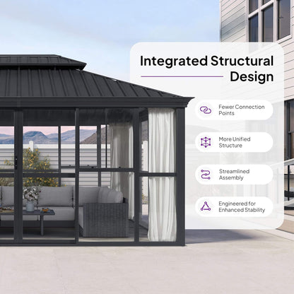 12' x 16' Vue Extra-Large Panoramic Solarium With Windows And Sliding Doors
