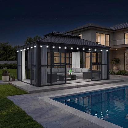 12' x 16' Vue Extra-Large Panoramic Solarium With Windows And Sliding Doors