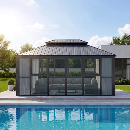 12' x 16' Vue Extra-Large Panoramic Solarium With Windows And Sliding Doors