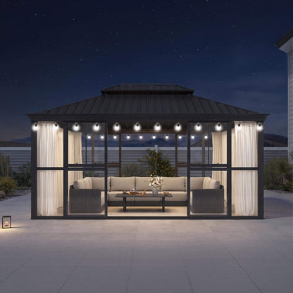 12' x 16' Vue Extra-Large Panoramic Solarium With Windows And Sliding Doors