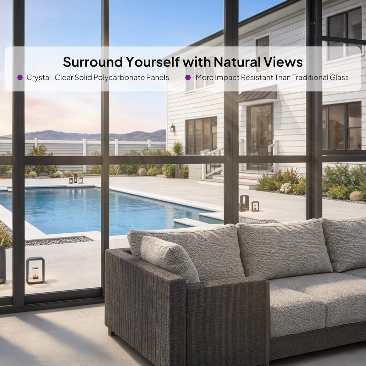 12' x 16' Vue Extra-Large Panoramic Solarium With Windows And Sliding Doors