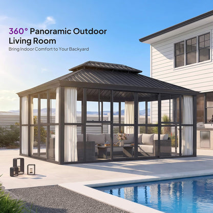 12' x 16' Vue Extra-Large Panoramic Solarium With Windows And Sliding Doors
