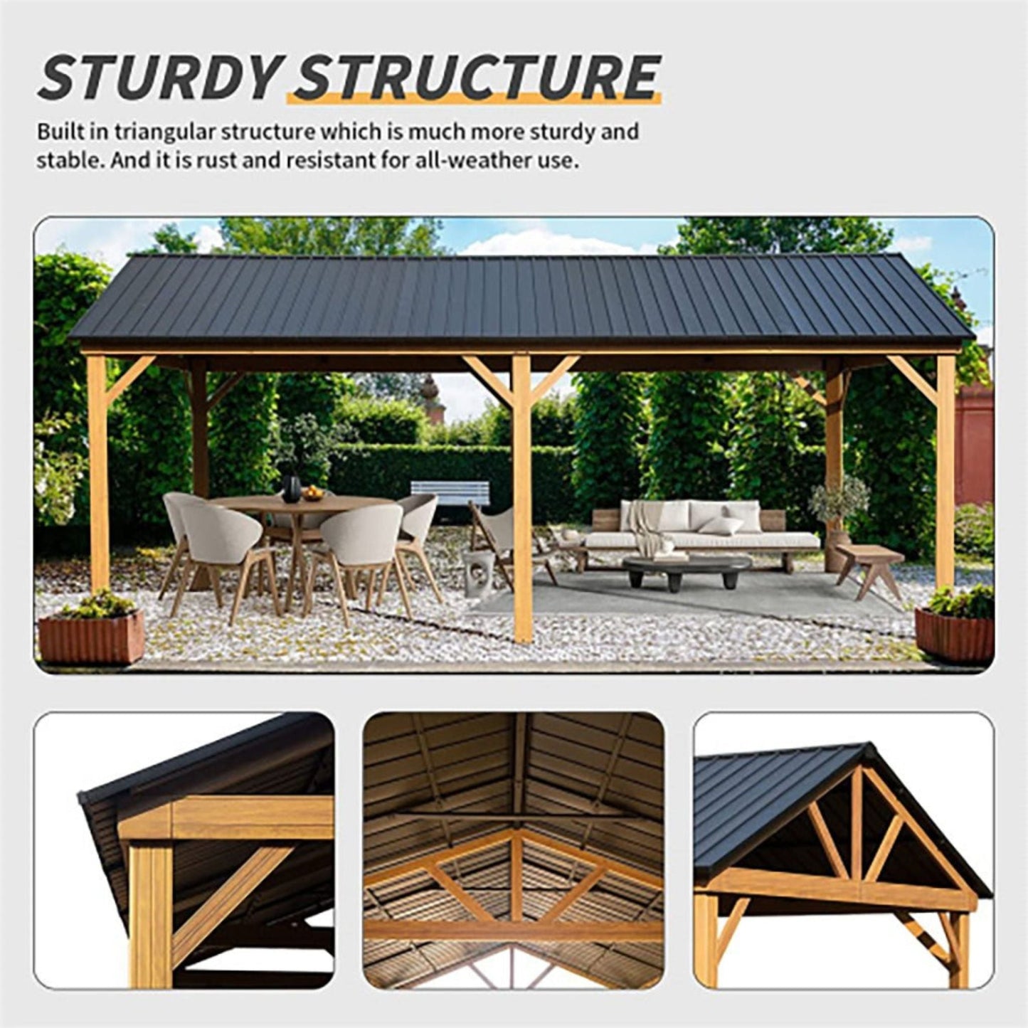[12X20FT] Alora Premium Outdoor Double-Layer Galvanized Steel Hardtop Gazebo