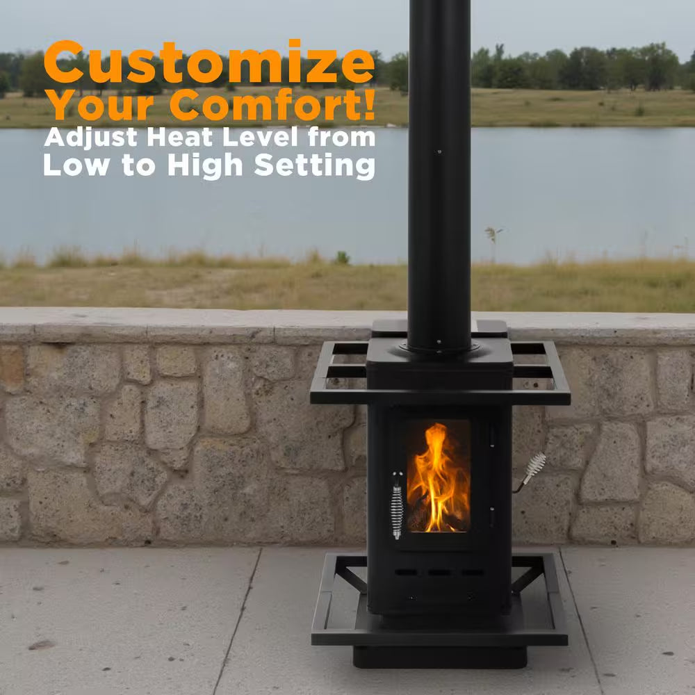 Pellet-Fueled Patio Heater with 3 Glass Panel, 150 Sq. Ft., 75,000 BTU