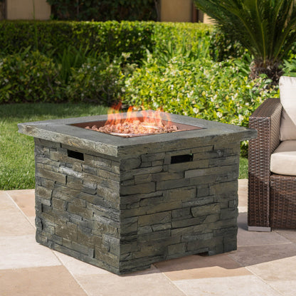 33" Square Stone Gray Fire Pit – 40,000 BTU