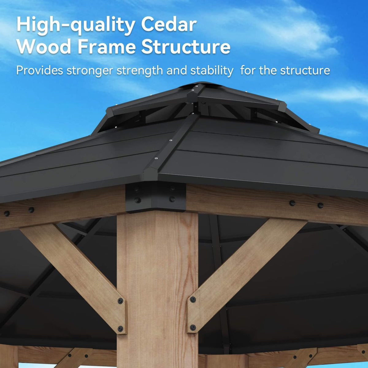 13' x 13' Octagonal Hardtop Cedar Wood Gazebo