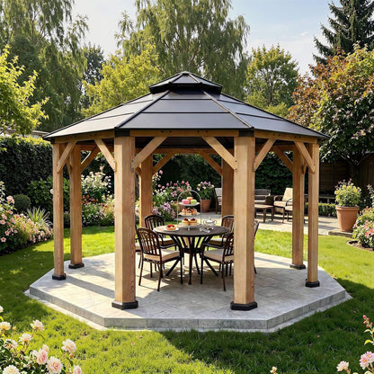 13' x 13' Octagonal Hardtop Cedar Wood Gazebo