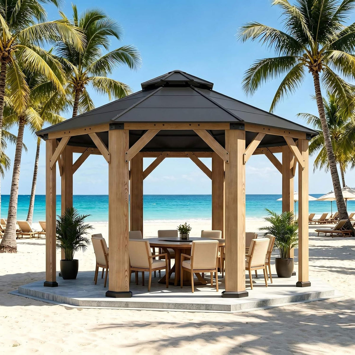 13' x 13' Octagonal Hardtop Cedar Wood Gazebo
