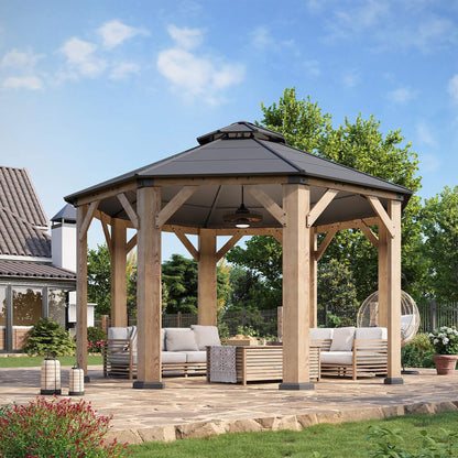 13' x 13' Octagonal Hardtop Cedar Wood Gazebo