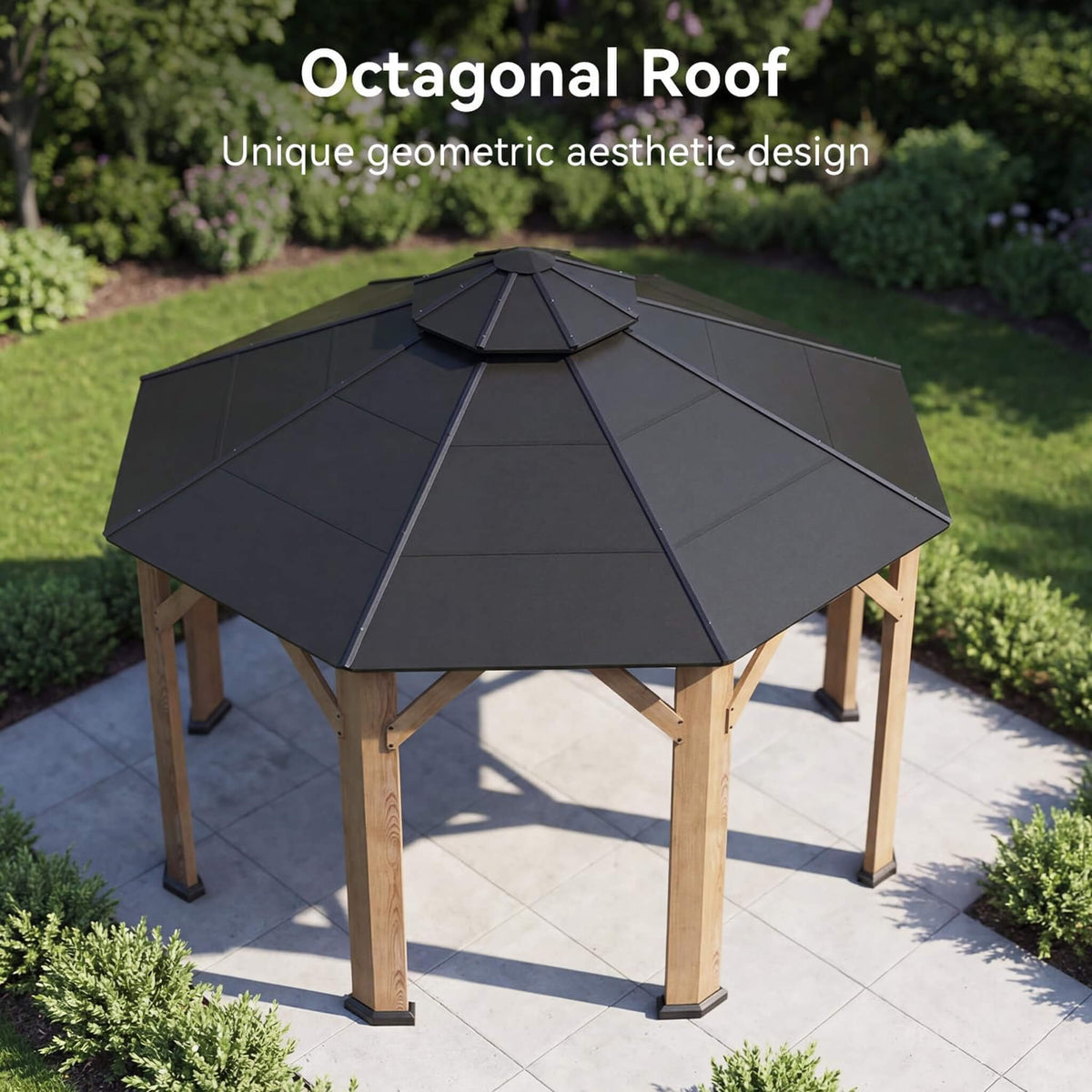 13' x 13' Octagonal Hardtop Cedar Wood Gazebo