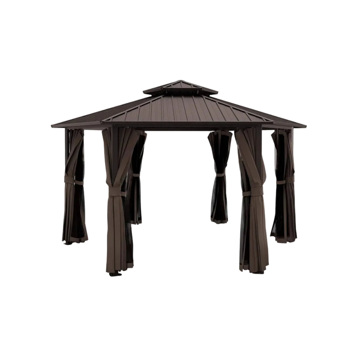 13' x 15' Hardtop Hexagonal Gazebo – Double‑Tier Aluminum Roof & All‑Weather Outdoor Pavilion