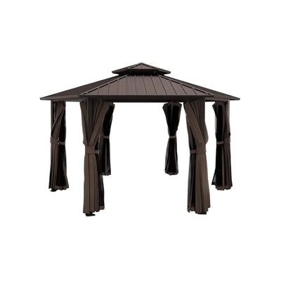 13' x 15' Hardtop Hexagonal Gazebo – Double‑Tier Aluminum Roof & All‑Weather Outdoor Pavilion