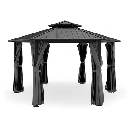 13' x 15' Hardtop Hexagonal Gazebo – Double‑Tier Aluminum Roof & All‑Weather Outdoor Pavilion