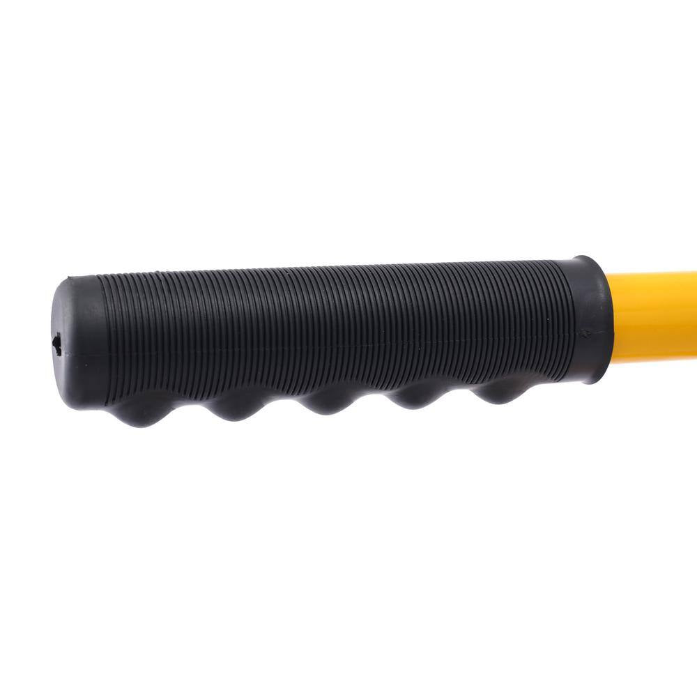 47 In. Sheet Metal Handle Steel Snow Shovel Rolling Pusher with 29 In. Blade and 10 In. Wheels in Black and Yellow