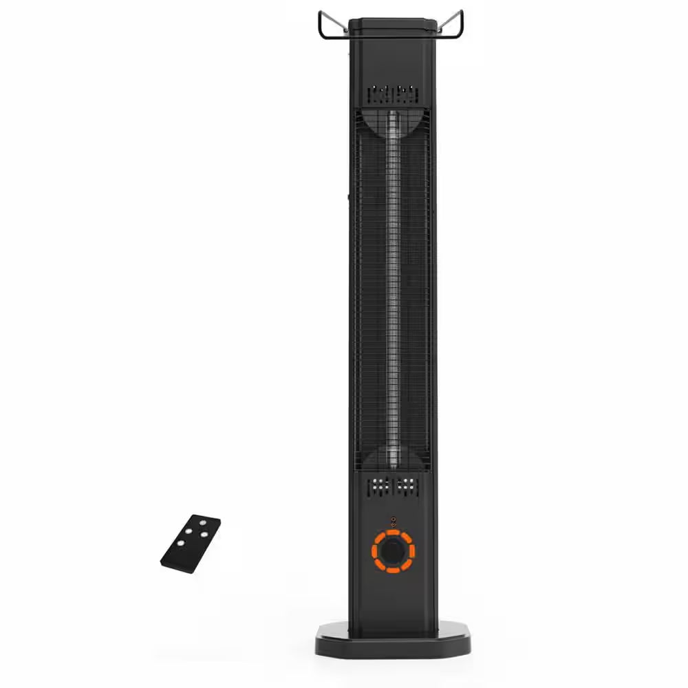 1500 BTU Electric Infrared Heater Freestanding Wall Mount Waterproof Black Metal Remote Control 8 Heat Levels with Timer