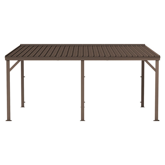 10' × 16' Wall‑Mounted Hardtop Lean‑To Gazebo with Galvanized Steel Roof