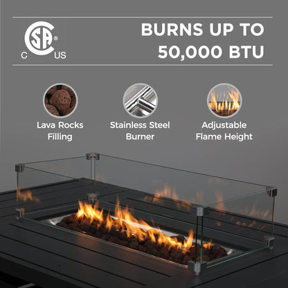 Aluminum 54.3" Outdoor Patio Fire Pit Table