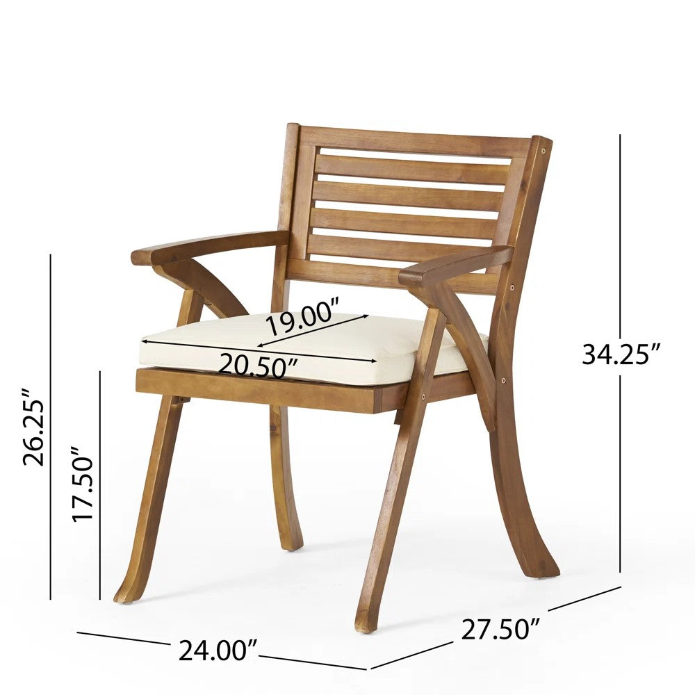 6-Piece Acacia Wood Dining Set with Cushions & Handwoven Rattan Legs