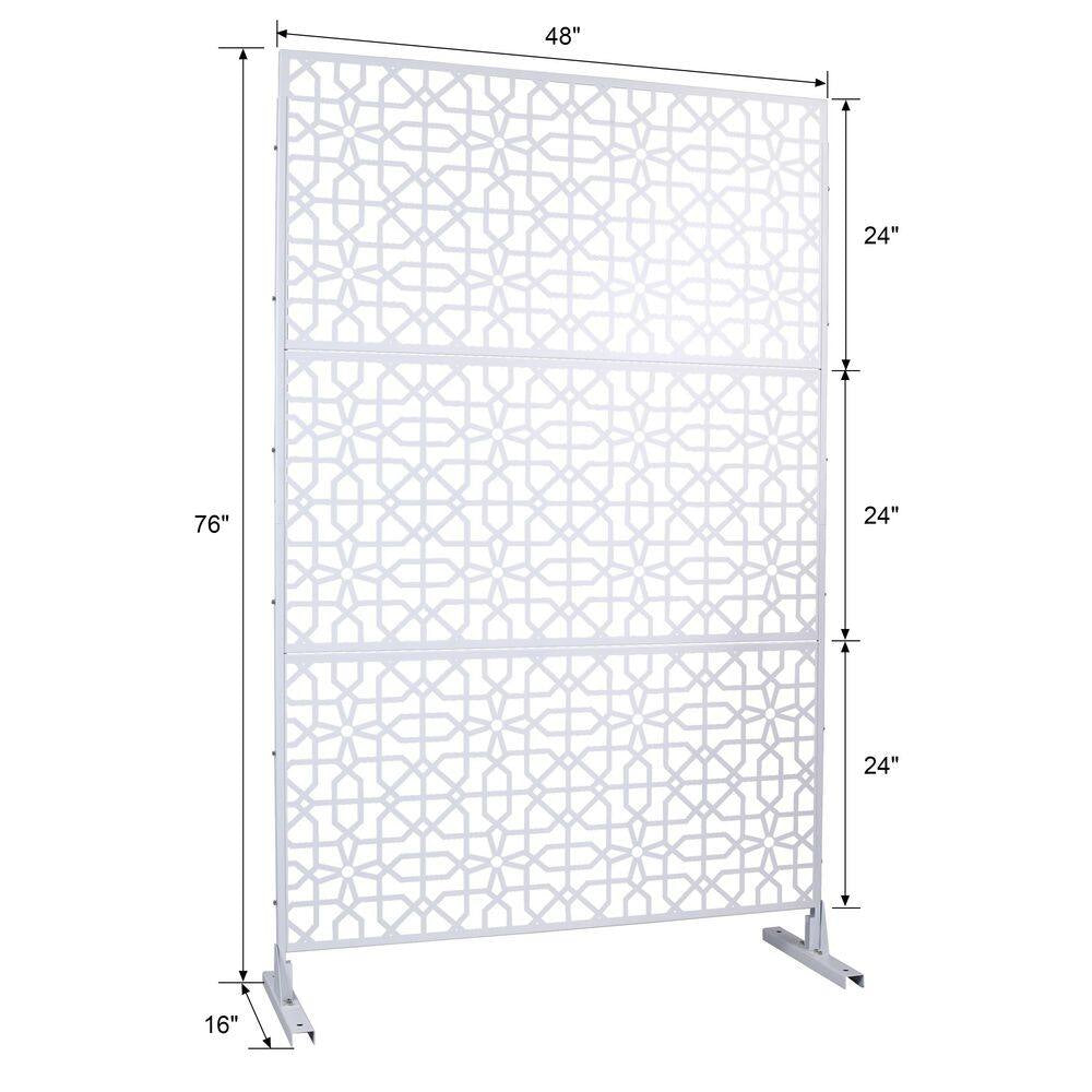 4 Ft. X 6.33 Ft. White Outdoor and Indoor Freestanding Metal Privacy Screen Fence Panels for Lawn Garden (Not Composite)