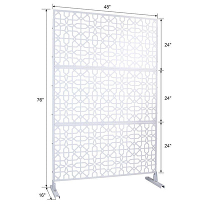 4 Ft. X 6.33 Ft. White Outdoor and Indoor Freestanding Metal Privacy Screen Fence Panels for Lawn Garden (Not Composite)