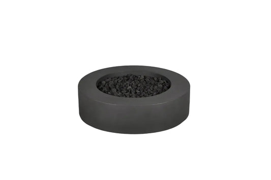 Brookhurst 43 In. W X 13 In. H round Outdoor GFRC Liquid Propane Fire Pit in Carbon with Lava Rocks