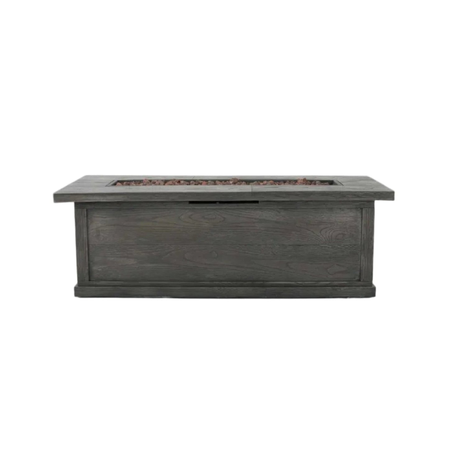 Patio Fire Pit Rectangular Wood Finish MGO Fire Table - 50,000 BT, Grey