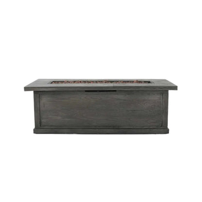 Patio Fire Pit Rectangular Wood Finish MGO Fire Table - 50,000 BT, Grey