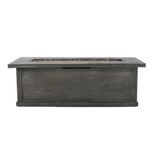 Rectangular Wood‑Finish MGO Fire Table – 50,000 BTU Propane, Grey