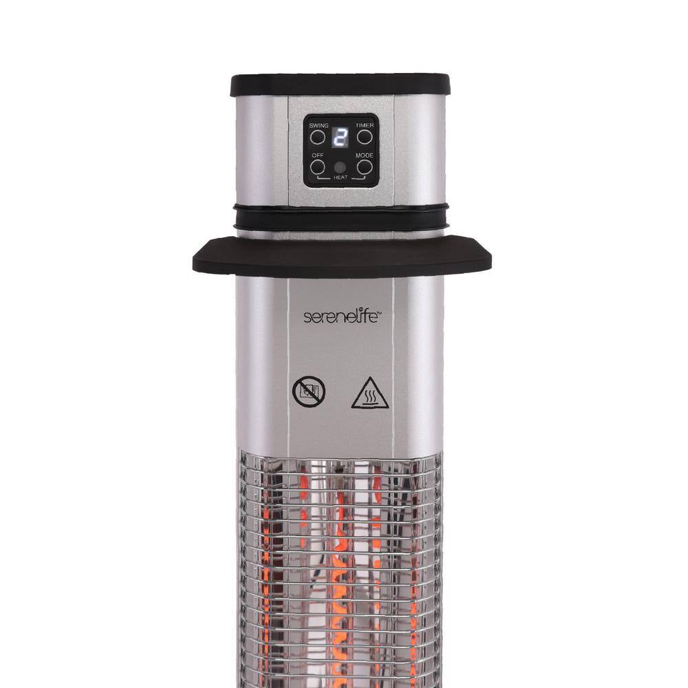 1500- Watt Stainless Steel Remote Control Stand Patio Heater with Three Power Settings and Oscillation