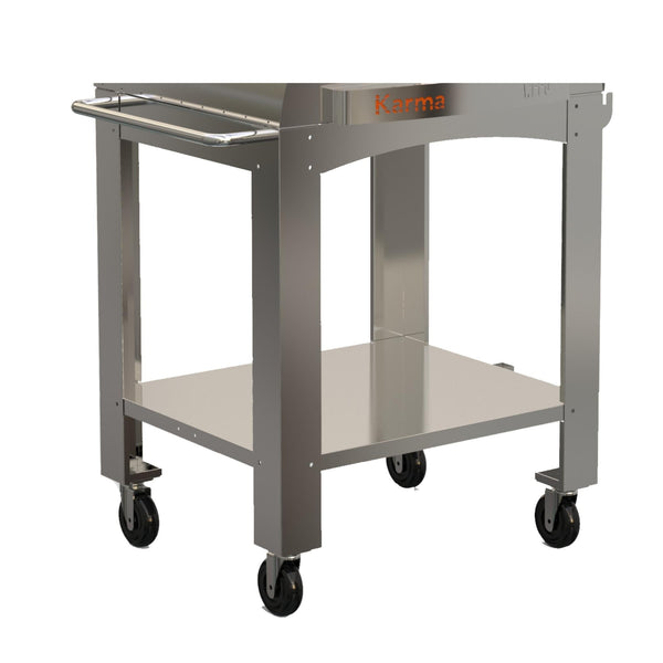 WPPO Karma 32 Oven Stand & Cart – Heavy‑Duty 201 Stainless Steel Mobile Base with Storage & Locking Casters