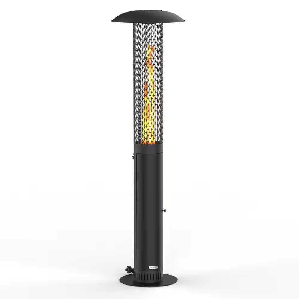 58,500 BTU Steel Wood Pellet Freestanding Patio Heater with Wheels-Black