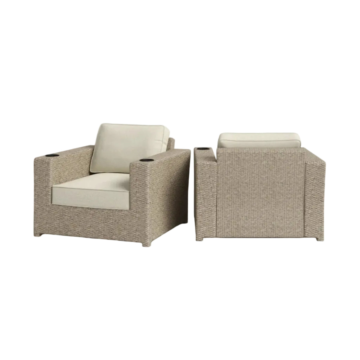 Outdoor Lounge Chairs with Cushions – Weather‑Resistant Gray Mix, Rustproof Aluminum & All‑Weather Wicker (Set of 2)