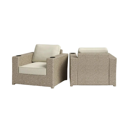 Outdoor Lounge Chairs with Cushions – Weather‑Resistant Gray Mix, Rustproof Aluminum & All‑Weather Wicker (Set of 2)