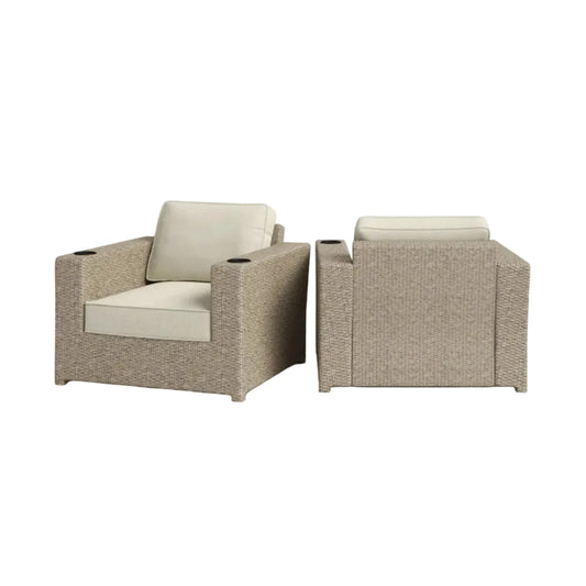 Outdoor Lounge Chairs with Cushions – Weather‑Resistant Gray Mix, Rustproof Aluminum & All‑Weather Wicker (Set of 2)