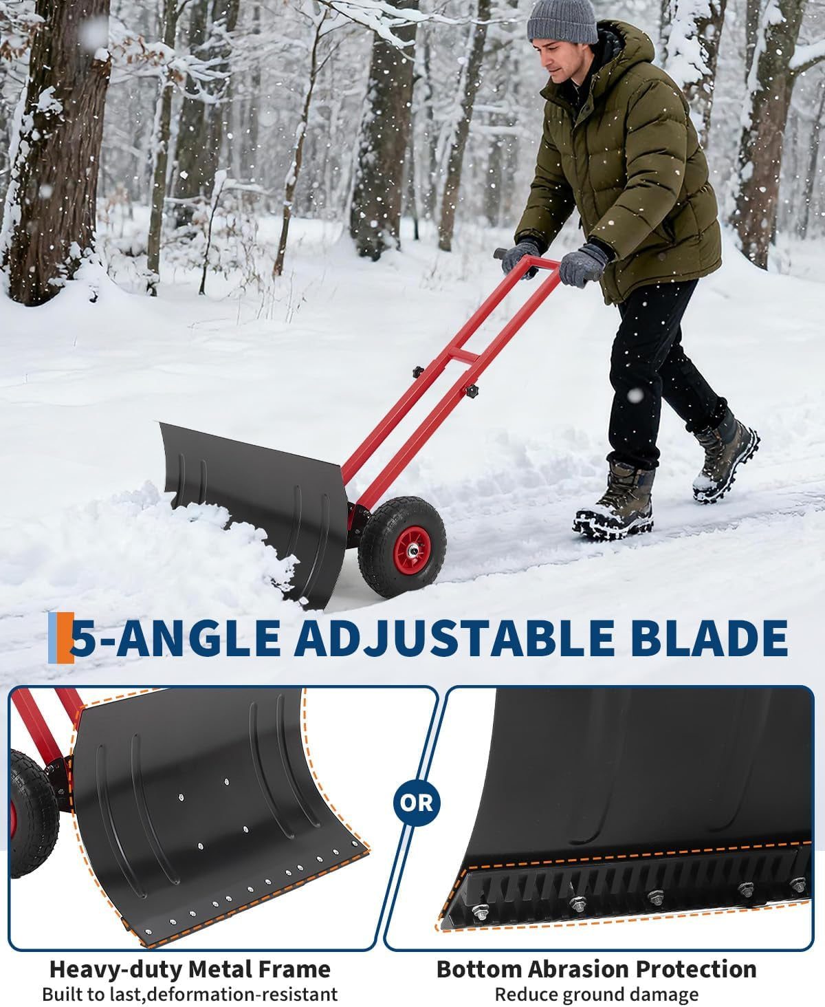 29X16.5 in Snow Shovel with 7-Position Angled Blade