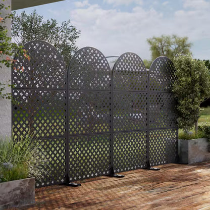 72 In. Galvanized Metal Arch Outdoor Privacy Screens Outdoor Garden Fence Laurence in Black